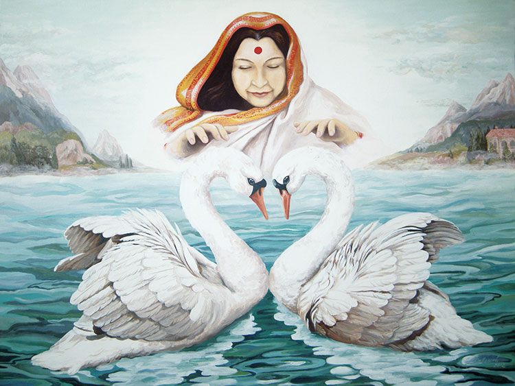 Jana Dallosova acryl painting on canvas, Hamsa