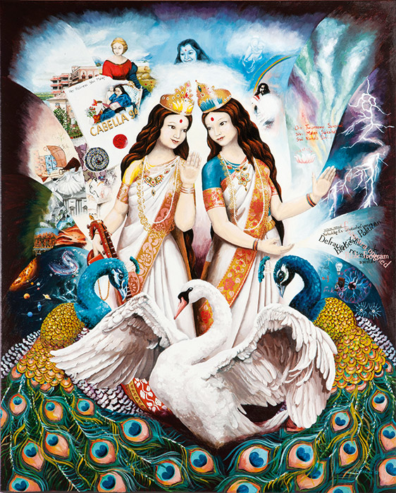 Jana Dallosova acryl painting on canvas, The Christmas in Donaustadt