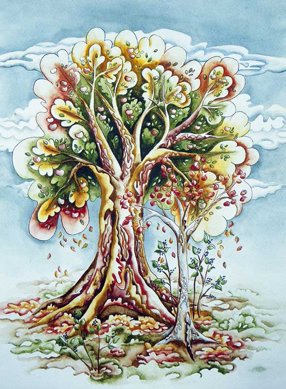 Aquarelle painting, The Autumn