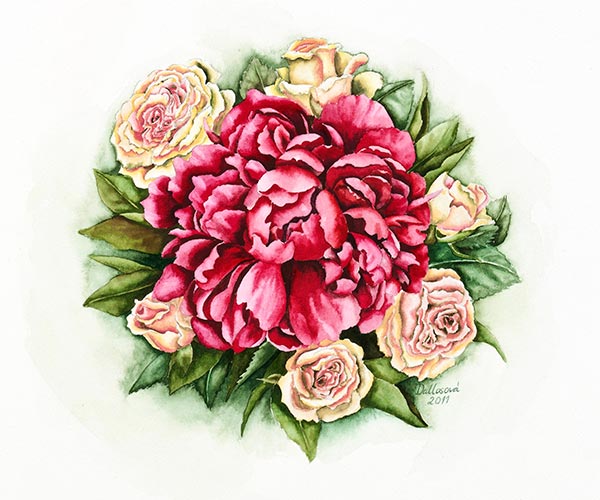 Janka Watercolor Flowers, The Roses from Horn