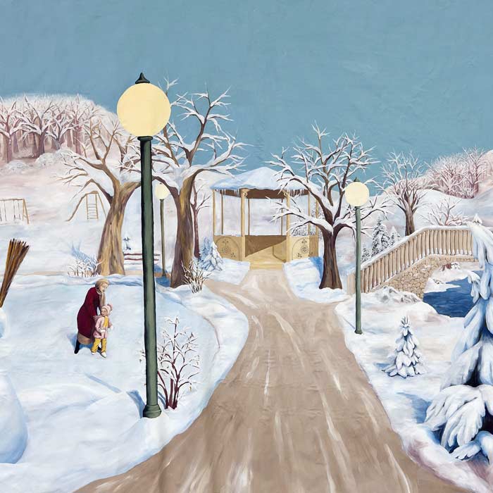 Stage backdrop for a Christmas concert, detail